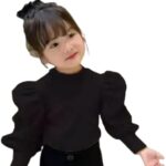 Kids Puff Sleeve Top Regular Wear Puff Sleeve Top for Girls (Black)