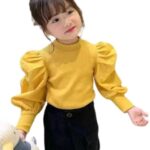 Kids Puff Sleeve Top Regular Wear Puff Sleeve Top for Girls (yellow)