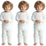 Thermal Winter Wear Set for Kids, White Long