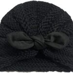 Kid's Wool Turban Bow Cap (Black)