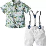 Baby Boys Cotton and  Spendex Printed Half (Dark Green)