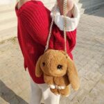 Cute Plush Bunny Rabbit Sling Bag (Brown)