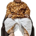 Kids Ethnic Traditional Pure Cotton Dhoti Kurta Set (Brown) – Full Sleeves Dhoti Dress for Festivals, Occasions & Casual Wear