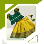 Kids Lehenga Choli Cotton Silk Dress (Green Yellow) – Girls Traditional Ethnic Outfit for Weddings, Festivals & Parties