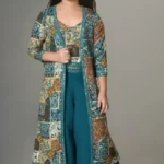 Girls Self Designed Premium Cotton Dress (Green)