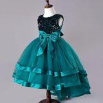 Sequence Baby Frock for Kid Girls With (Green)