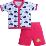 Baby Girl's Cotton Half Sleeves Jabla & Short (Pink)
