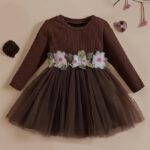 Girl's Fit and Flare Long Length ( Brown)