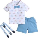 Boy's Cotton Printed Half Sleeves T-Shirt(White Blue)