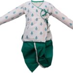 Boys Kids Ethnic Traditional Wear Set – Stylish Festive Outfit (White Green)