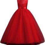 Girl's Fit and Flare Floor Length (Red)