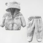 Baby Teddy Bear Ear Soft Flannel Long (Grey)