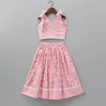 Girls Ethnic Wear Rayon Printed Readymade Dress (Peach) – Kids Traditional Outfit for Weddings, Festivals & Parties