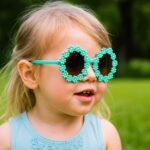 Flower Sunglasses for Kids, Girls (Green)