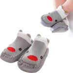 Anti -Skid Leather Soled Shoe Socks for Baby (Grey)