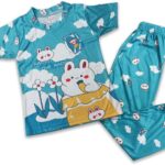 Cartoon Printed Pyjama Set for Girls and Boys (Blue Boys)