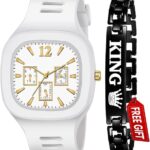 Square Multi Dial Analog Silicon (White)