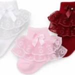 Baby Girl Lace Ruffle Socks, Cotton