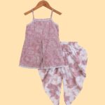 Kids Girls Dhoti Kurta Set Frock Style (Mix White Pink)