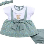 Smart Baby Cotton Frock Set for Baby Girl – Stylish Soft Dress with Bloomer & Headband | 9-12 Months  | Pack of 1 ( Blue)