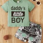 Kids Clothing for Boys/Printed Round Neck (Green)