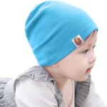Blue Baby Plain Stretchable Knitted Cotton Cap