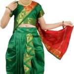 Girls Traditional Saree (Green) – Kids Ethnic Wear for Weddings, Festivals & Parties