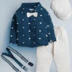 Boy's Cotton Printed Full Sleeves (Navy White)