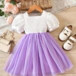 Floral Enabroidery Net and Model Short (Purple)