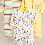 Combo Pack of 3 100% Cotton Full Body Rompers (Yellow)
