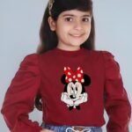 Girls Mickey Top Stylish Girls Kids Top (Maroon)