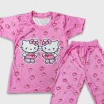 Cartoon Printed Pyjama Set for Girls (Pink Girls)