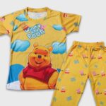 Cartoon Printed Pyjama Set for Girls and Boys(Yellow Boys)