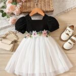 Floral Enabroidery Net and Model Short (Black)