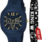 Square Multi Dial Analog Silicon (Blue)