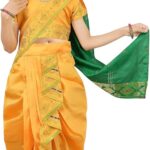 Girls Traditional Saree (Mustard) – Kids Ethnic Wear for Weddings, Festivals &Parties