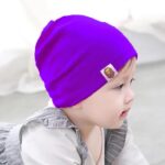 Purple Baby Plain Stretchable Knitted Cotton Cap