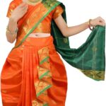 Girls Traditional Saree (Orange) – Kids Ethnic Wear for Weddings, Festivals & Parties