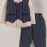 Beige & Navy Boys Full Sleeves Shirt (blue)