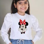 Girls Mickey Top Stylish Girls Kids Top (White)