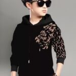 Kids Boys Cotton Blend Casual Hooded Neck (black gold)