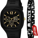 Square Multi Dial Analog Silicon (Black)