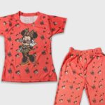 Cartoon Printed Pyjama Set for Girls (Peach Girls)