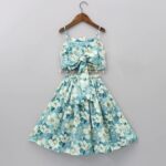Girls Ethnic Wear Rayon Printed Readymade Dress (Light Green) – Kids Traditional Outfit for Weddings, Festivals & Parties