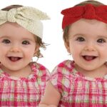 2Pcs Turban Wool Headband - Warm Rabbit  Red and White