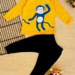 Kids Full Sleeves Dark Grey T-Shirt (Yellow - Black)