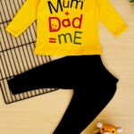 Kids Full Sleeves Dark Grey T-Shirt (Yellow Mom-Dad)