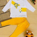 Kids Full Sleeves Dark Grey T-Shirt (Yellow White)