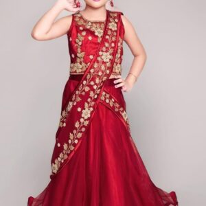 White Burron Girls Polyestor Blend (RED)