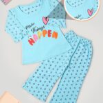 Cotton Printed Night Suit/ Palazzo Night Suit (Blue)